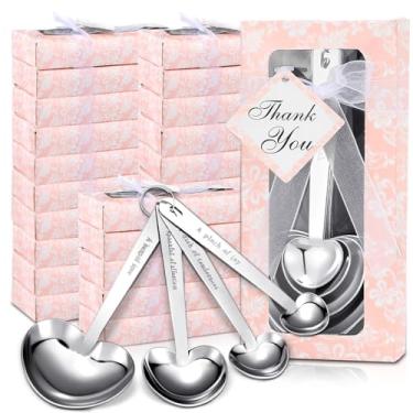 Imagem de Lanties Conjunto de 25 colheres medidoras em forma de coração de aço inoxidável para chá de panela, presente de casamento, chá de bebê, lembranças de festa de aniversário para convidados com pacote