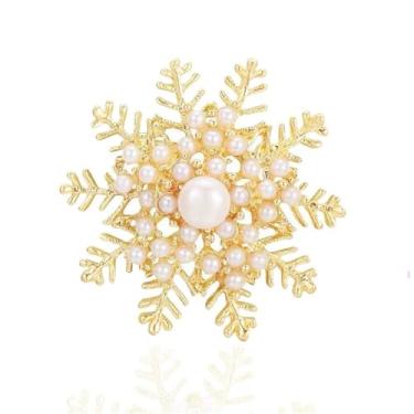 Imagem de Broche de floco de neve de strass de Natal elegante inverno branco flor de gelo chique cristal zircônia cúbica broches para mulheres homens casamento nupcial natal ano novo roupas vestido terno casaco