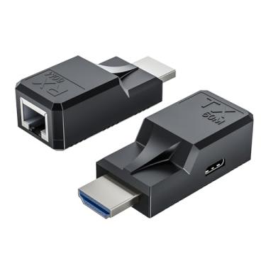 Imagem de Extensor HDMI de 196 pés sobre cabo Ethernet Cat5e/6 único, suporta áudio vídeo UHD 1080p @60Hz, HDMI macho para macho RJ45 rede LAN extensor 60M repetidor conversor para HDTV, PC, PS3/4, projetor,