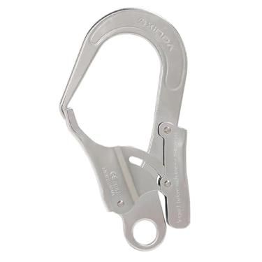 Imagem de menolana Mosquetão com trava automática, gancho de pressão com trava resistente, gancho de metal prático com mola para escalada e descida ao ar livre, Prata