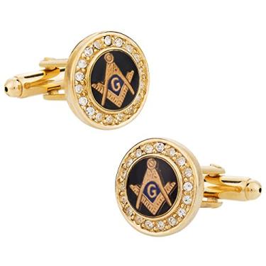 Imagem de Abotoaduras maçônicas com caixa de apresentação Cuff-Daddy de cristal dourado maçom maçônico maçom