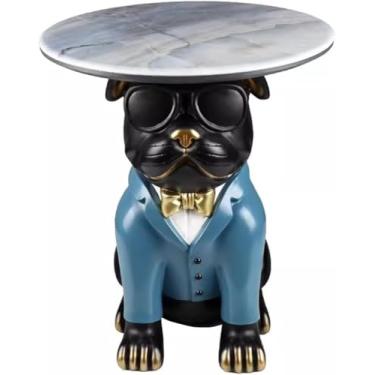 Imagem de Mesa de canto para mesa de canto pequeno espaço com aparência de buldogue legal, mesa de centro de desenho animado, mesa de canto de personalidade de escritório, mesa de cabeceira moderna