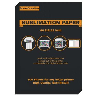 Imagem de Papel de transferência de camisetas de papel de sublimação 21,5 x 28 cm Papel de transferência de calor com tinta de sublimação para camisetas Tecidos leves Tecidos escuros Canecas Papel de sublimação 100 folhas para qualquer impressora jato de tinta
