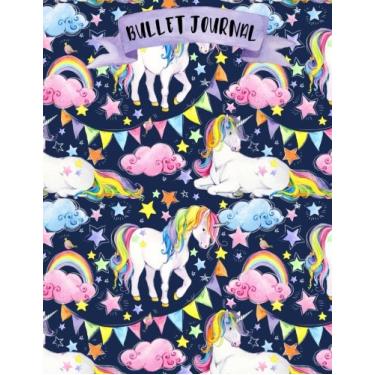 Imagem de Bullet Journal: A4 - Licorne - 160 pages - couverture souple "glossy" - Pointillés - Dot point, bullet journal, dot grid, planner, planning, organizer, journal, Licornes, Bujo