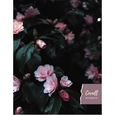 Imagem de Cornell Notebook: Floral Style Note Taking Pads for Women&Teachers, Ruled Composition Notepad, Pink Flower Petals Quad Grid, Blossom Large Size Paper ... Notes, Vintage Girly Lectures&Meetings Pages