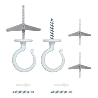 Imagem de Gancho de teto resistente para várias superfícies - suporta 18 kg, versátil para madeira, concreto e drywall, fácil instalação (2, branco)