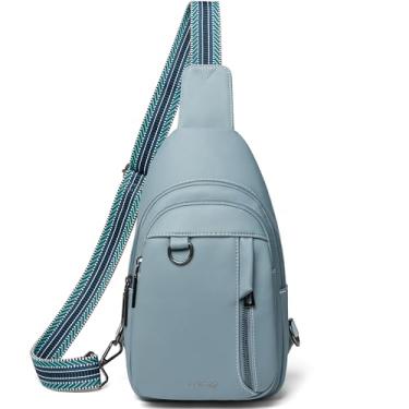 Imagem de LATMAP Bolsa tiracolo para mulheres e homens, mochila pequena de couro, mochila para o dia, antifurto, pochete transversal para viagem, Azul, Small, Tendência
