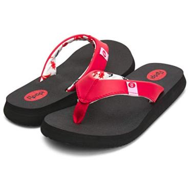 Imagem de Floopi Sandália feminina clássica de verão com tira confortável e palmilha acolchoada para suporte - forro de jérsei macio, sola antiderrapante, 518-vermelho/âncora, 7
