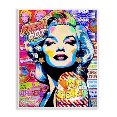 Imagem de Stupell Industries Arte de parede giclée emoldurada Marilyn estilo pop Groovy por Jess Stempel, moldura branca, 40 x 50 cm