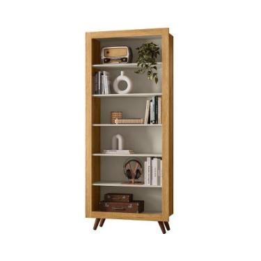 Imagem de Livreiro Retrô Sala de Estar Escritório 4430 Freijó/Off White Fosco - 