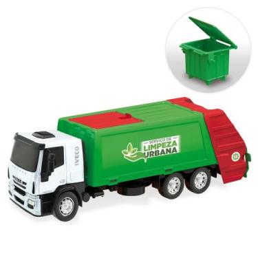 Imagem de Caminhão Iveco Tector Coletor Lixo Usual Brinquedos, Branco, Verde, La
