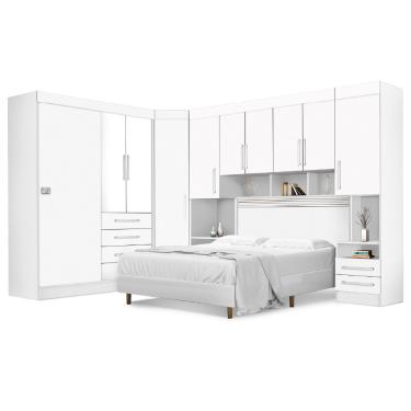 Imagem de Dormitório Completo Georgia J&A Branco Para Cama Box 1,38M Casal