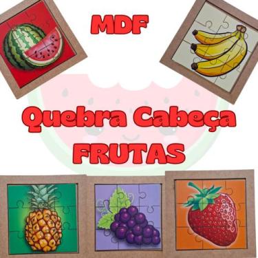 Imagem de Kit 5 Quebra Cabeça Frutas em MDF Aprendizado e Diversão - Zaramela