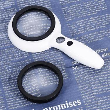 Imagem de Lupa De Mão 2 Lentes Aumento Zoom 2.5x 5x 12x Para Identificação e Lei