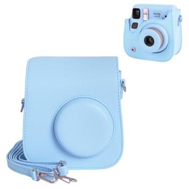 Imagem de HIYQIN Capa de couro Mini SE, capa protetora compatível com câmera instantânea Fujifilm Instax Mini SE/7+, Azul-celeste, MINI SE-Leather Case, Capa de couro Instant Camera Mini SE