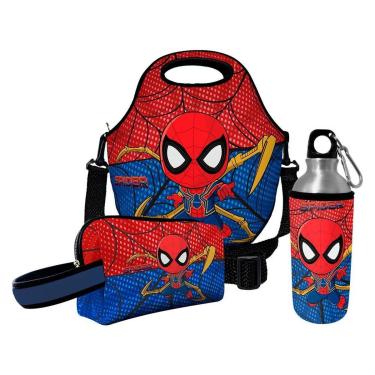 Imagem de Kit Escolar Infantil Lancheira Térmica + Necessaire Plus + Squeeze de Alumínio – ISOPRENE – Me-Unissex