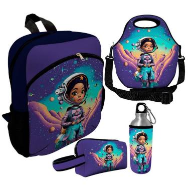 Imagem de Kit Escolar Infantil Mochila de Costas + Lancheira Térmica + Necessaire Plus + Squeeze de Alumínio-Unissex