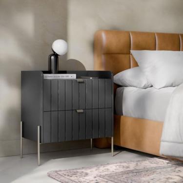 Imagem de Mesa De Cabeceira Venus 60 Base Champagne (Grafite/Champagne)