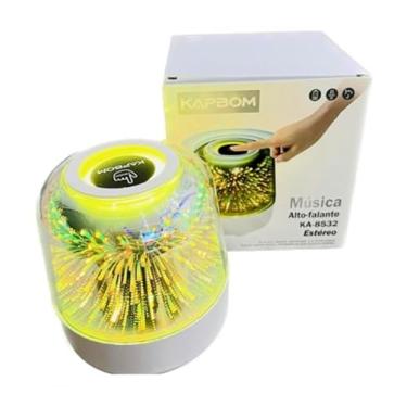 Imagem de Caixa de Som Bluetooth Portátil, LED RGB 3D, 5W, Bateria 1200mAh, Luminária Touch (Branco)