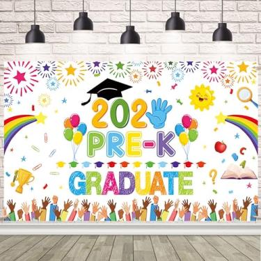 Imagem de AIBIIN Banner de pré-graduação pré-escolar pré-escolar pré-escolar com fundo de pós-graduação para pré-escola 179,8 x 110 cm