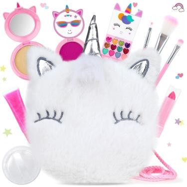 Imagem de Conjunto de maquiagem PERRYHOME Unicorn Cute Kids com mini bolsa de moedas 3+