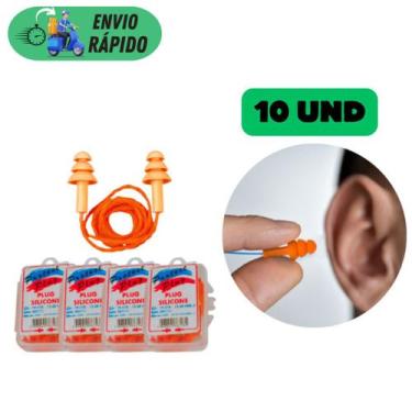 Imagem de Kit 10 protetores de ouvido protect auricular plug silicone contra son
