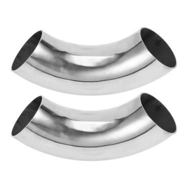 Imagem de Motoforti 2 peças 90 graus mandril curva cotovelo carro modificado tubo de escape tubulação 6.3 cm espessura OD 1,2 mm/18GA 63x230x1,2 mm 304 aço inoxidável tom prata