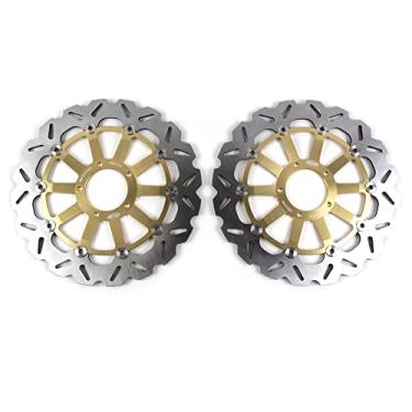 Imagem de 1 par de discos de freio dianteiros flutuantes compatíveis com Ducati MULTISTRADA V4 1160 2021, 1200 DIAVEL CARBON ABS 2011-2017 STRADA 2014, 1200 MULTISTRADA 2010-2012, acessórios dourados para