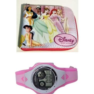 Imagem de Carteira infantil princesas e relógio digital ou com cronometro menina