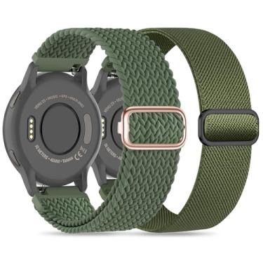 Imagem de Pacote com 2 pulseiras de nylon compatíveis com Garmin Vivoactive 6/5/3/Forerunner 570 42 mm/165/55/645/245, pulseiras de nylon elástico macio de 20 mm de substituição para Garmin Venu/Venu Sq/Venu Sq