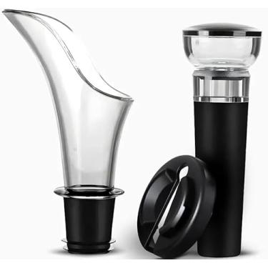 Imagem de Kit de Vinho com Aerador e Rolha a Vácuo para Preservação, Conjunto com Aerador e Tampa a Vácuo para Melhor conservação e Sabor do vinho PREMIUM
