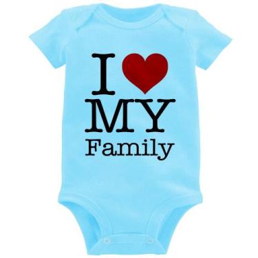 Imagem de Body Bebê I Love My Family - Foca na Moda, Azul bebê, G