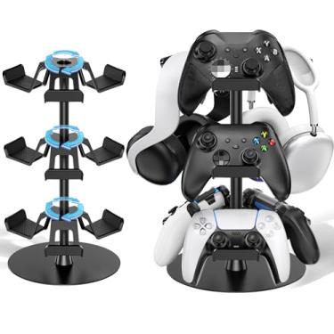 Imagem de Suporte de fone de ouvido de 3 níveis para mesa, suporte giratório para controle de jogos para PS5/PS4/Xbox/Switch2/PS Portal/telefone, universal PC Gamer presente acessório/suporte de fone de ouvido