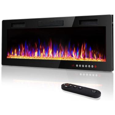 Imagem de Lareira Elétrica de Embutir A45x152L com Controle Remoto e Digital, Luz LED, Chamas Multicolorida e Temporizador, 1500W, 110v, VITESSE 60