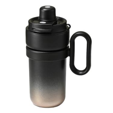 Imagem de Xícara de café com isolamento a vácuo de aço inoxidável de parede dupla premium – 400 ml (corda) e 480 ml (cabo) | Caneca de bebida portátil moderna para bebidas quentes e frias (preta, 480 ml)