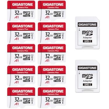 Imagem de Gigastone Pacote com 10 cartões micro SD de 32 GB com 2 adaptadores SD + 4 mini-capa, câmera Plus, compatível com Nintendo-Switch, 90 MB/s, gravação de vídeo Full HD, Micro SDHC UHS-I A1 Classe 10