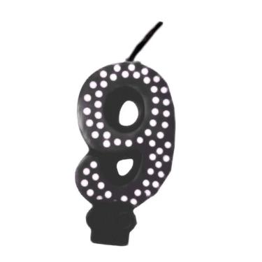 Imagem de Vela De Aniversário Poá Preto - N9