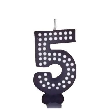 Imagem de Vela De Aniversário Poá Preto - N5