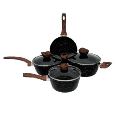 Imagem de Conjunto Panelas Antiaderente 4 Peças  Preto  Indução  Cozinha sem Esf