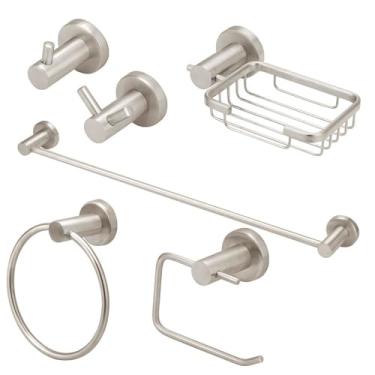 Imagem de Kit Acessórios Banheiro Inox Escovado 6 Peças Completo