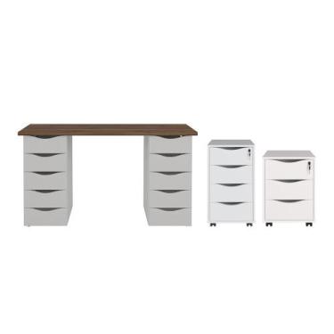 Imagem de Conjunto Escritório Completo Hagen Nogal Branco - CasaH