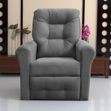 Imagem de Poltrona Reclinável para Descanso Guaíra Suede Cinza - CasaH