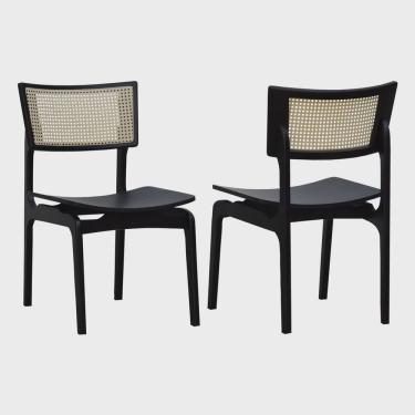 Imagem de Kit 2 Cadeiras Apollo Madeira Maciça Encosto Telinha Assento Anatômico Madeira Preto