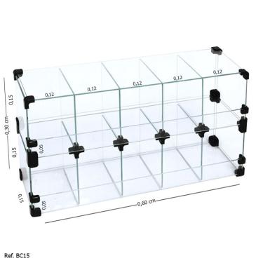 Imagem de Baleiro Expositor Modulado em Vidro - 0,60 x 0,30 x 0,15