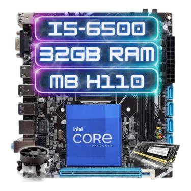Imagem de Kit Upgrade Intel I5 6500 + Placa Mãe Intel H110 + 32g Ddr4