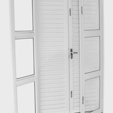 Imagem de Porta Balcão de Aço Laminada 215x120cm com Vidro Ideal Crv Esquadrias Branco
