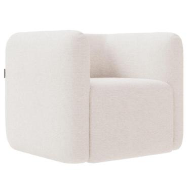 Imagem de Poltrona Para Sala De Estar Decorativa Quadrada Maggie K04 Bouclê Bege - Mpozenato