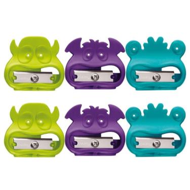 Imagem de Kit 06 Apontador Escolar Vivo Monstro 1 Furo Divertido Maped