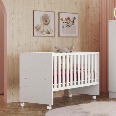 Imagem de Berço Doce Sonho Retro Com Rodizíos Branco - Qmovi