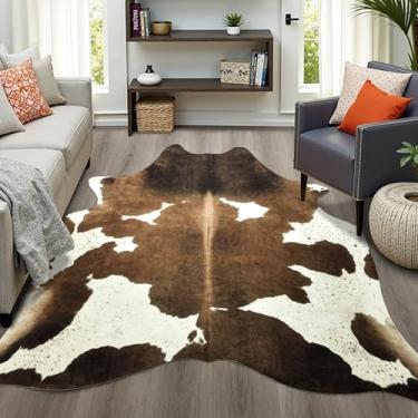 Imagem de Easycozy Tapete com estampa de vaca sintética: 15 x 18 cm, couro bovino sintético, estampa de vaca espessa para quarto, sala de estar, decoração de escritório em casa